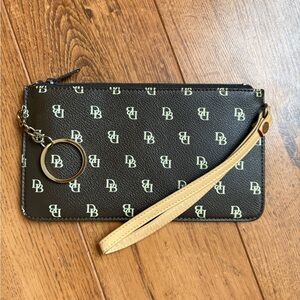 Dooney & Bourke Brown and Tan Logo Key Holder Wristlet